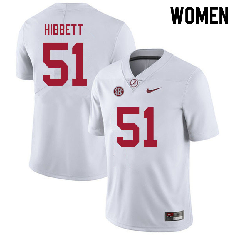 Alabama Crimson Tide Women's Kneeland Hibbett #51 White NCAA Nike Authentic Stitched 2021 College Football Jersey XT16H41RT